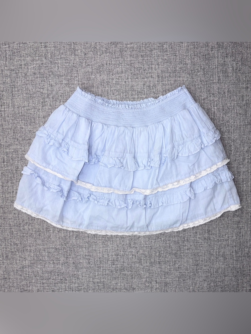 LoveShackFancy Light Blue Tiered Ruffle Skirt